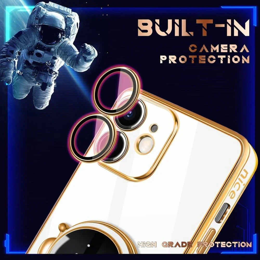 White 6D Astronaut iPhone 11 Case - Built-in Camera Lens Protector - 6.1